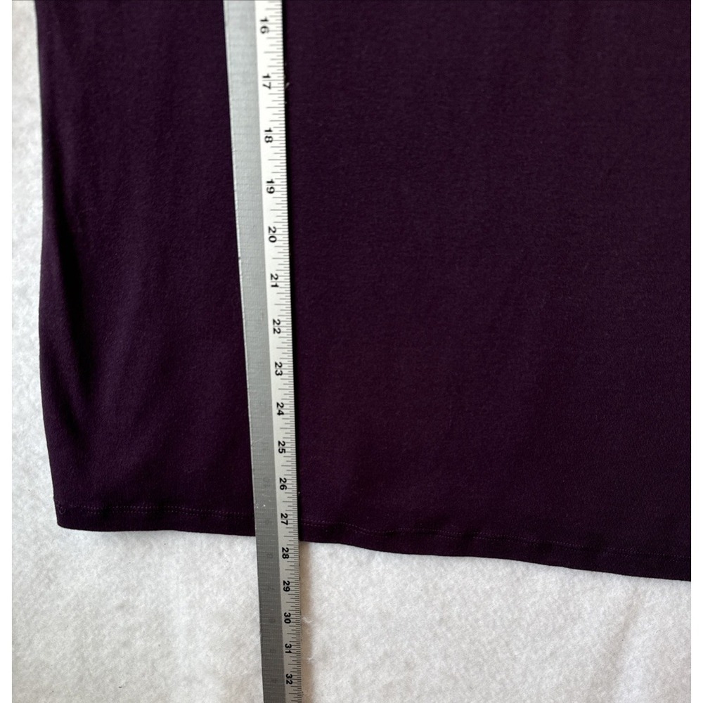 Croft & Barrow Deep Purple Floral Sequins 3/4 Sleeves Cotton Top L Boho Chic Art - Picture 5 of 7